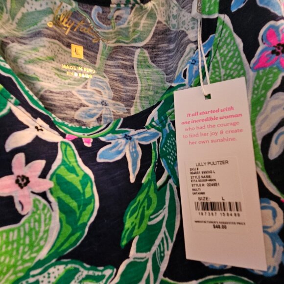 Lilly Pulitzer "Etta" scoopneck top, size L. NWT - Picture 2 of 4